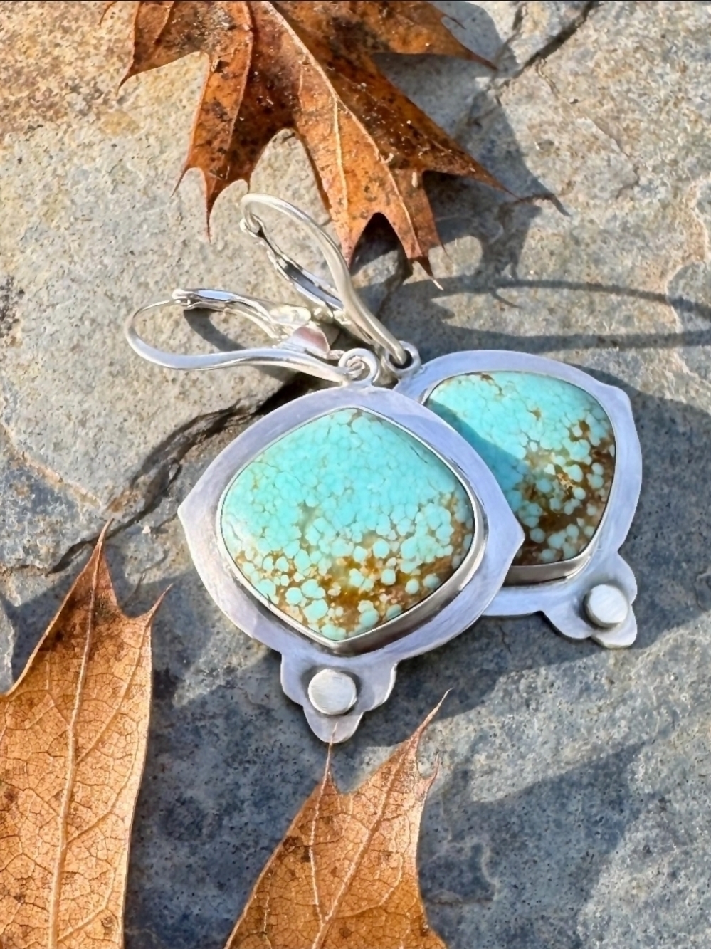 Number 8 Turquiose Earrings - Picture 2 of 4